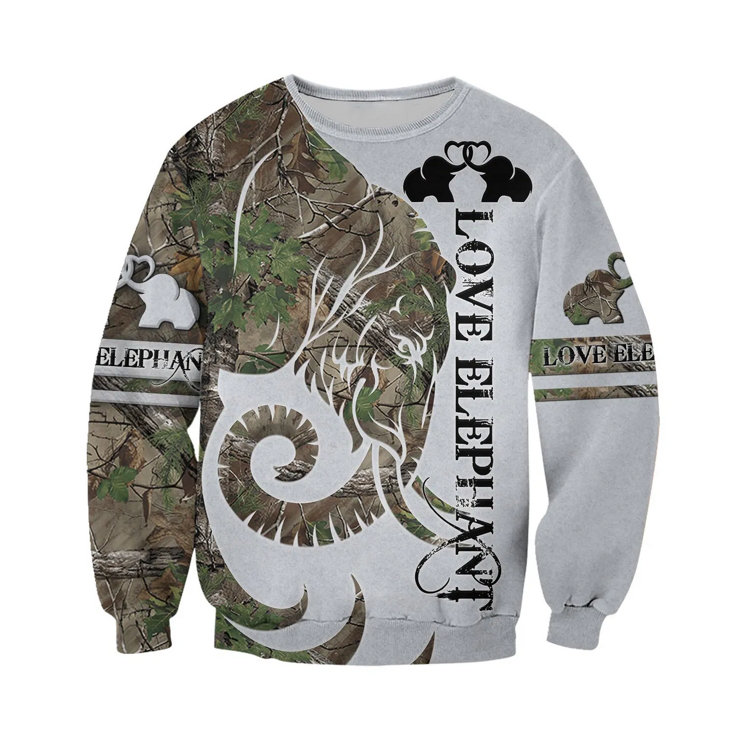 LOVE ELEPHANT 3D ALL OVER PRINTED SHIRTS PL09032003-Apparel-PL8386-Sweatshirt-S-Vibe Cosy™