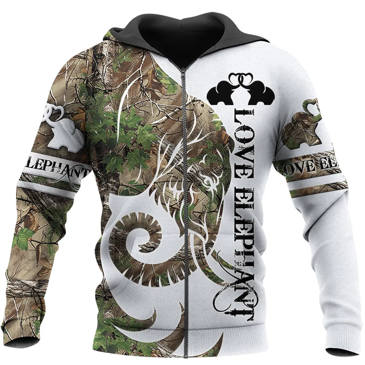 LOVE ELEPHANT 3D ALL OVER PRINTED SHIRTS PL09032003-Apparel-PL8386-zip-up hoodie-S-Vibe Cosy™