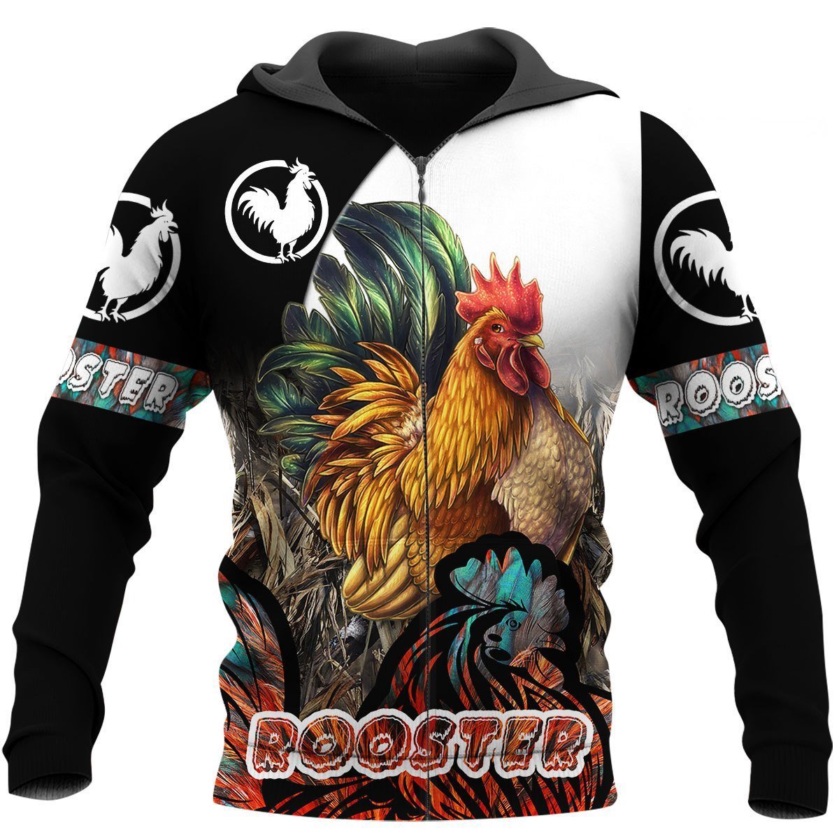Rooster 3D All Over Printed Shirts for Men and Women TT010101-Apparel-TT-Zipped Hoodie-S-Vibe Cosy™