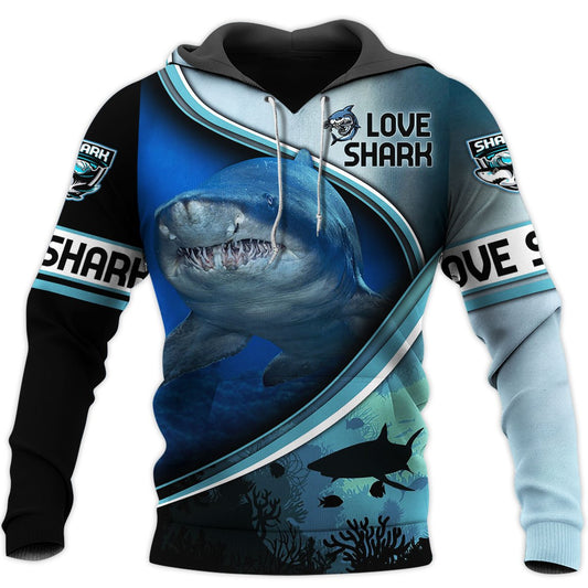 Love Shark 3D All Over Printed Shirts For Men and Women TT072052-Apparel-TT-Hoodie-S-Vibe Cosy™