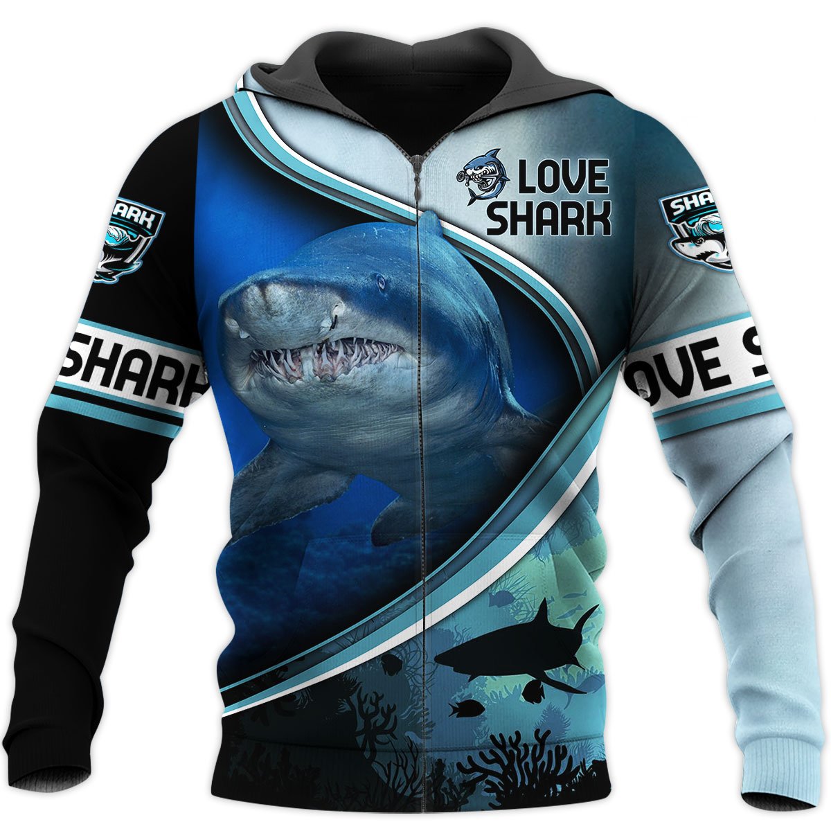 Love Shark 3D All Over Printed Shirts For Men and Women TT072052-Apparel-TT-Zipped Hoodie-S-Vibe Cosy™