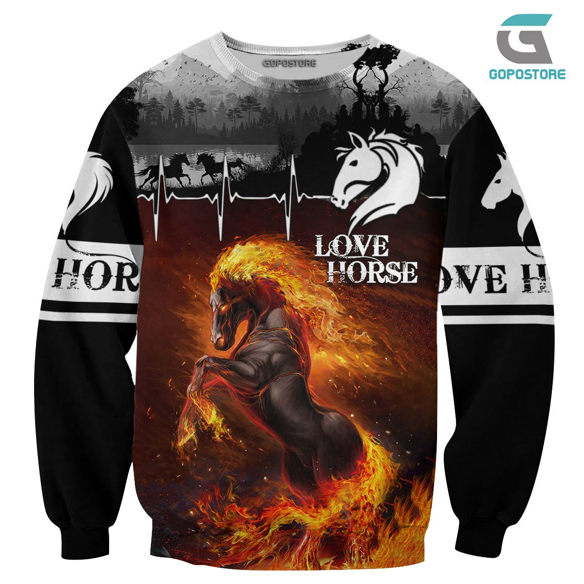 Love Horse 3D All Over Printed Shirts TA041301-Apparel-TA-Sweatshirts-S-Vibe Cosy™