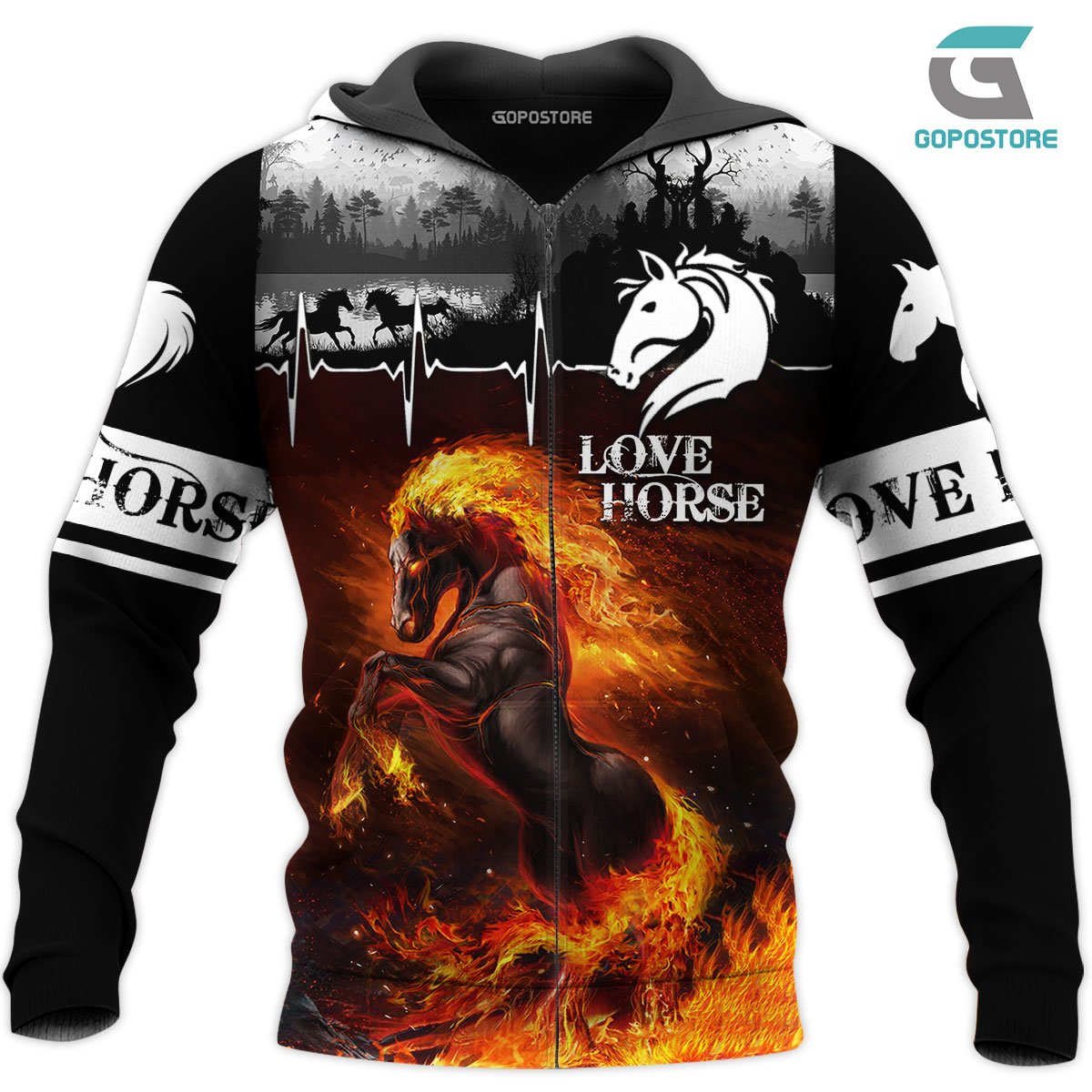 Love Horse 3D All Over Printed Shirts TA041301-Apparel-TA-Zipped Hoodie-S-Vibe Cosy™
