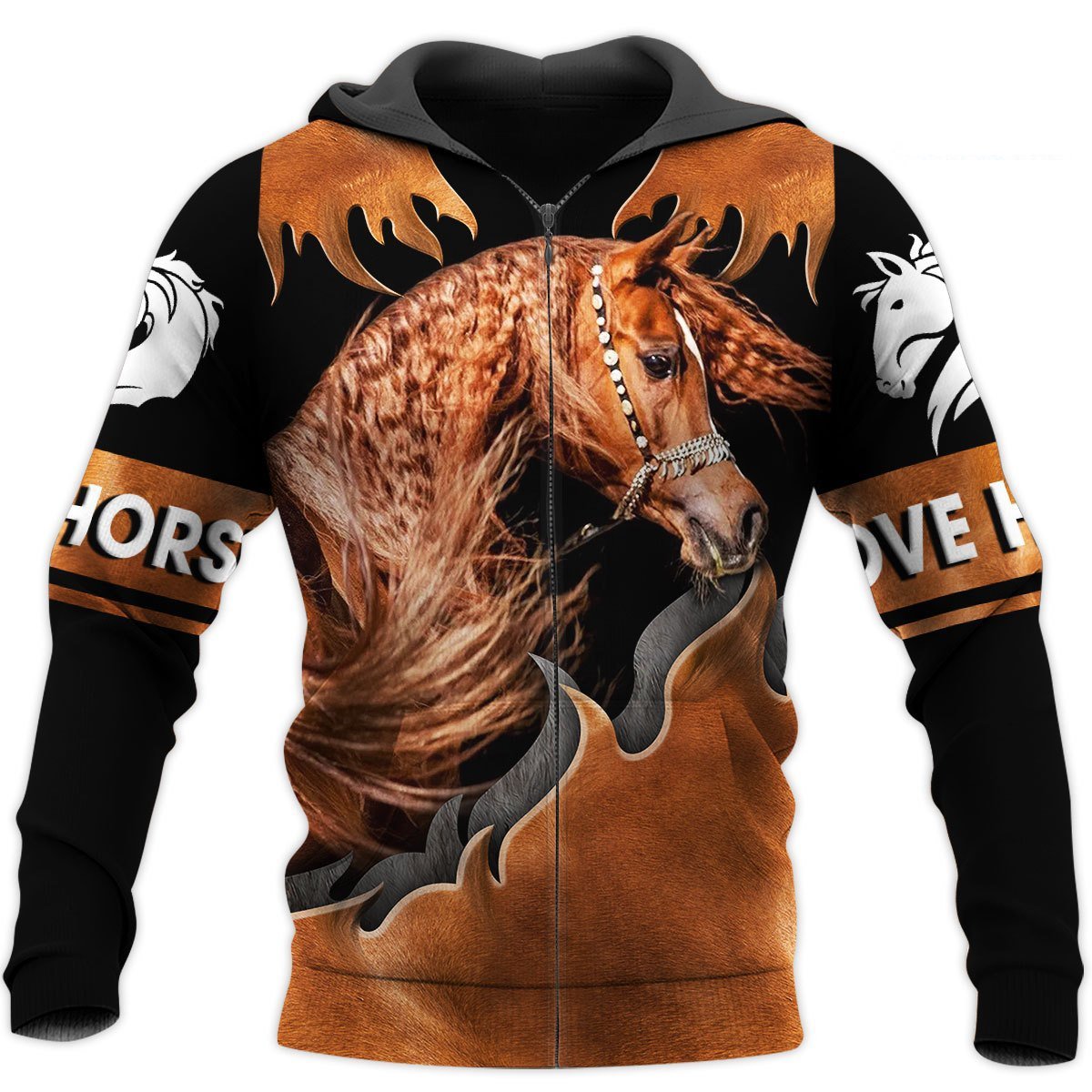 Love Horse 3D All Over Printed Shirts For Men and Women TT130411-Apparel-TT-Zipped Hoodie-S-Vibe Cosy™