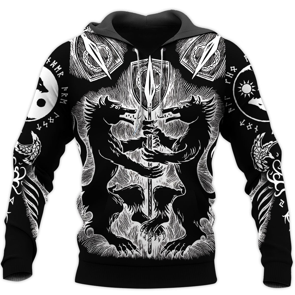 Geri and Freki 3D All Over Printes-Apparel-HP Arts-Hoodie-S-Vibe Cosy™