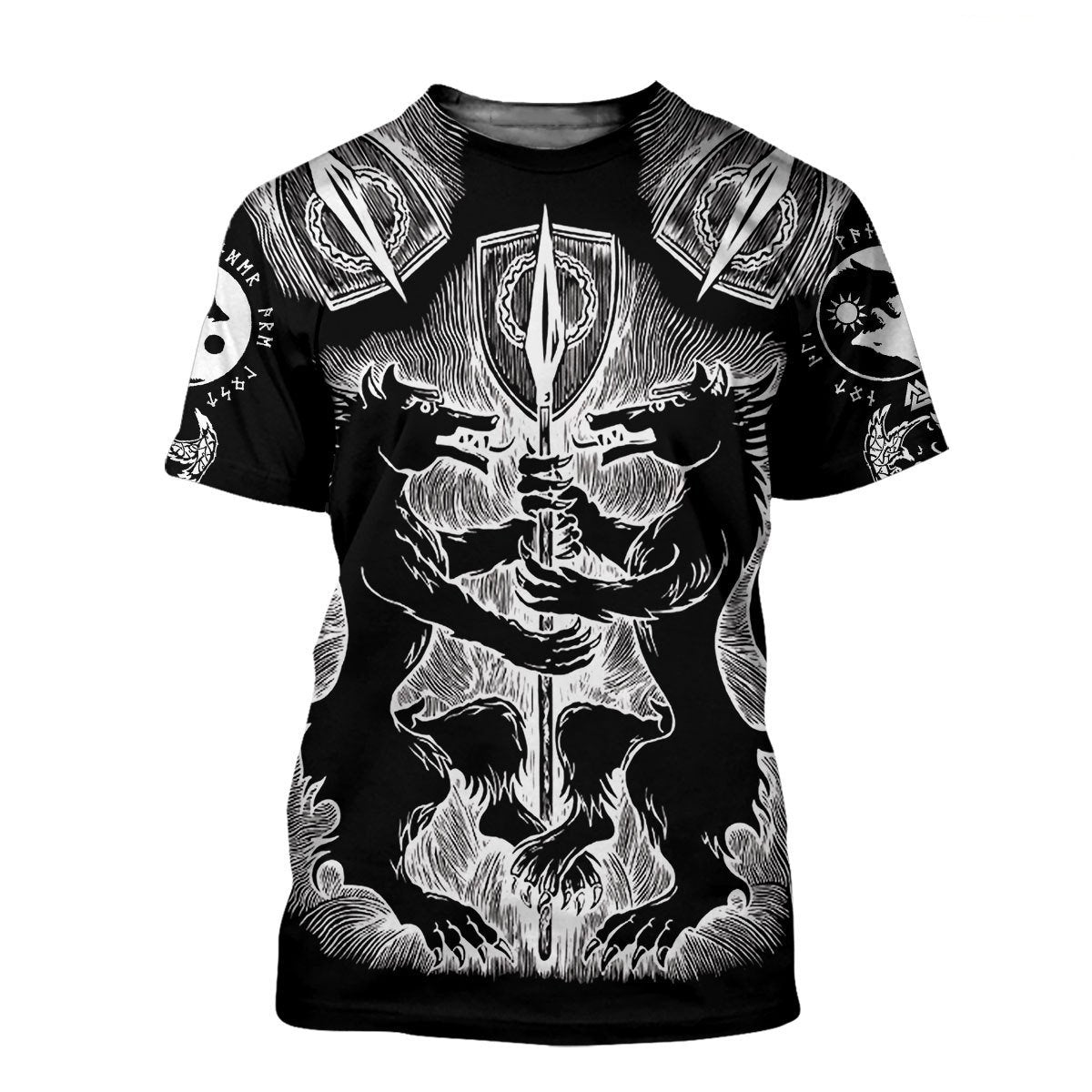 Geri and Freki 3D All Over Printes-Apparel-HP Arts-T-Shirt-S-Vibe Cosy™