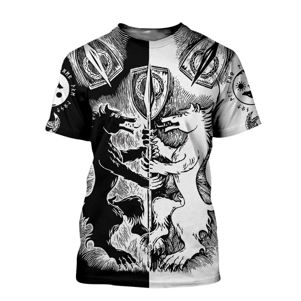 Geri and Freki 3D All Over Printes Verison 2.0-Apparel-HP Arts-T-Shirt-S-Vibe Cosy™