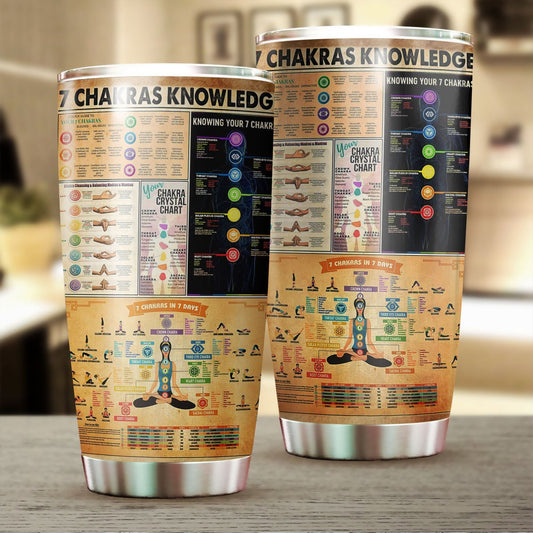 7 CHAKRAS KNOWLEDGE STAINLESS STEEL TUMBLER TT190301-TT-Vibe Cosy™