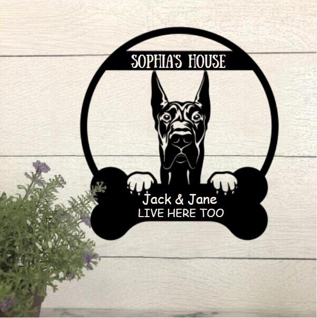 Dog Lovers Personalized Funny Metal Sign Dog House