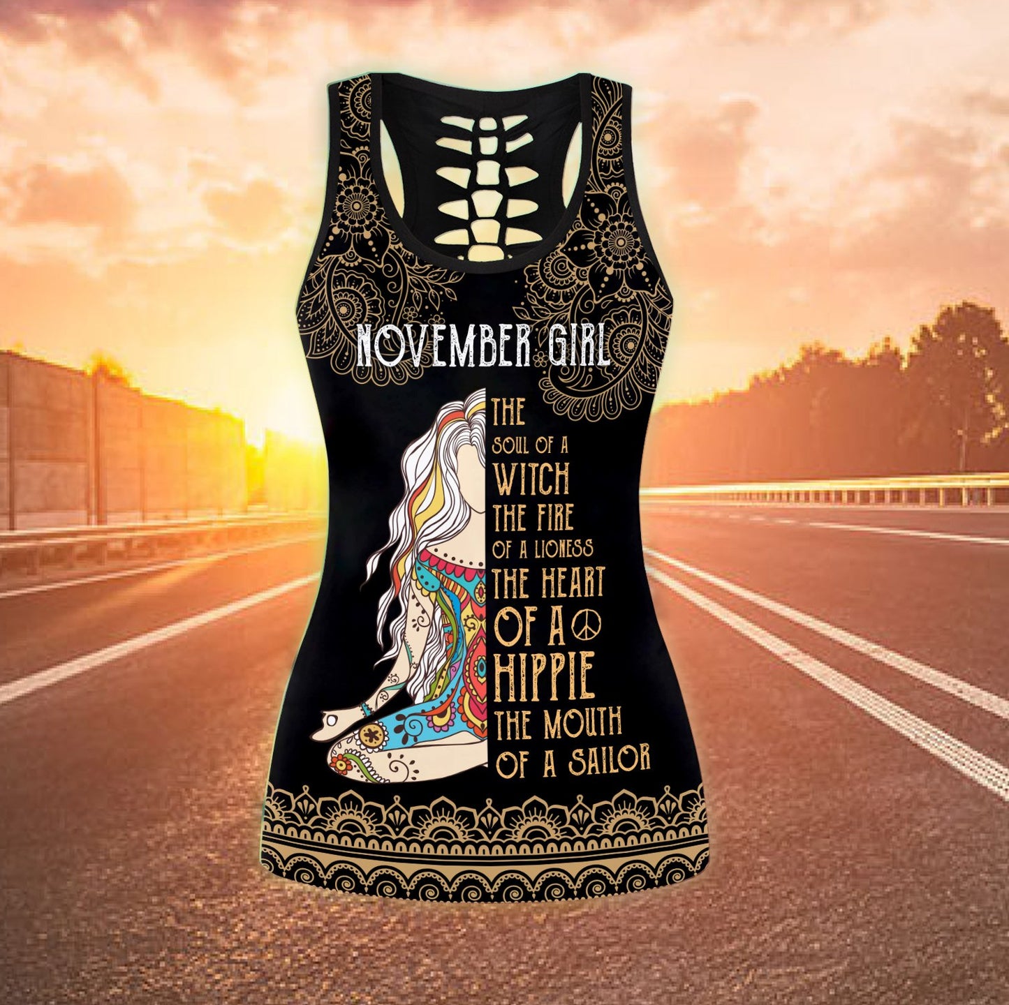 November girl The soul of a Witch Yoga Combo Legging Tank