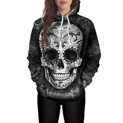 Printed Skull Head Hooded Long Sleeve Hoodie HC0609-Apparel-Huyencass-Women's Hoodie-XS-Vibe Cosy™