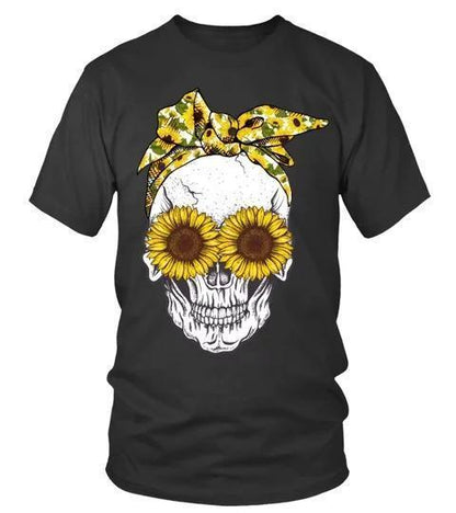 Limited Sunflower and skull HC0703-Apparel-Huyencass-T-Shirt-S-Vibe Cosy™