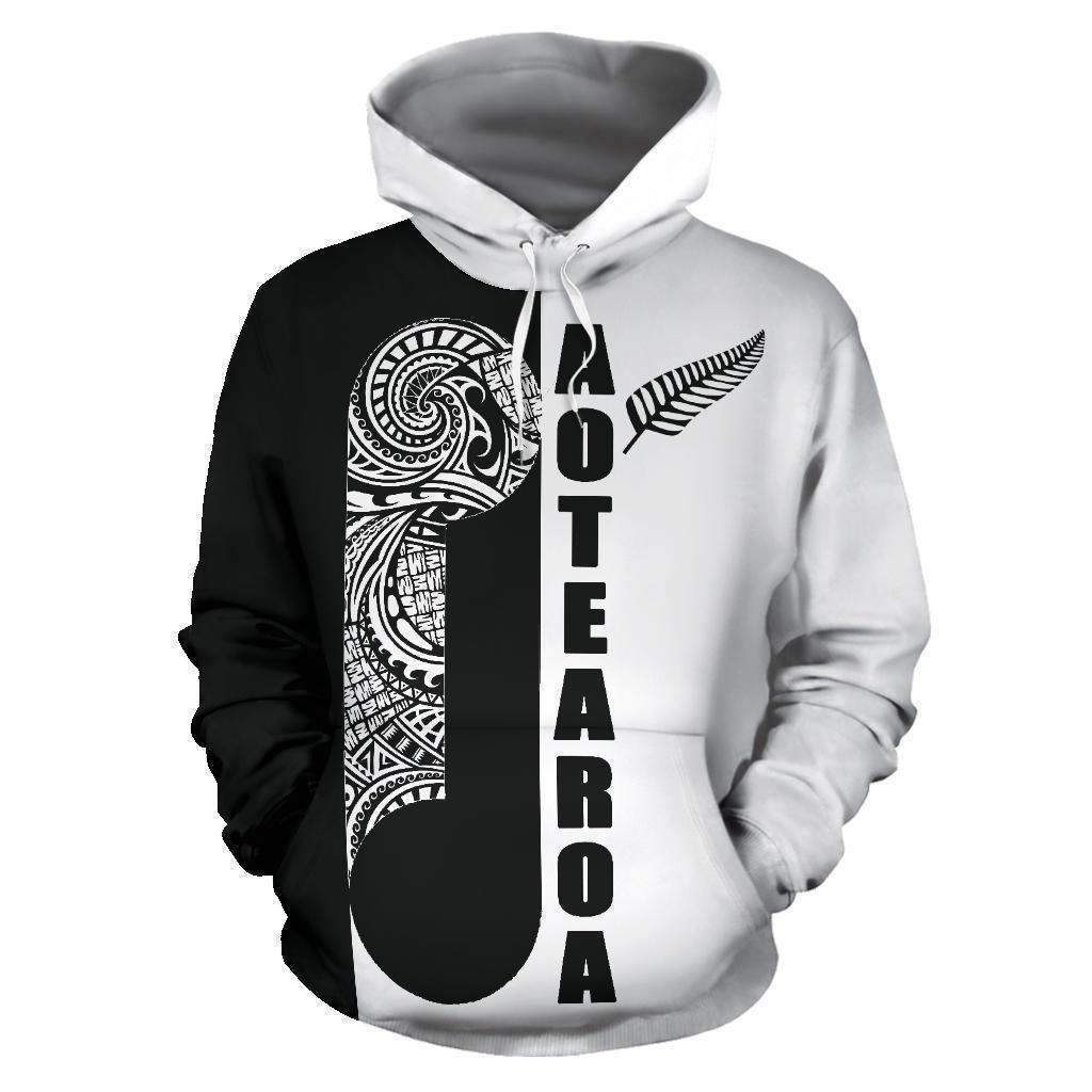 Maori Koru Aotearoa Hoodie Black White HC0905-Apparel-Huyencass-Hoodie-S-Vibe Cosy™