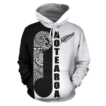 Maori Koru Aotearoa Hoodie Black White HC0905-Apparel-Huyencass-Hoodie-S-Vibe Cosy™