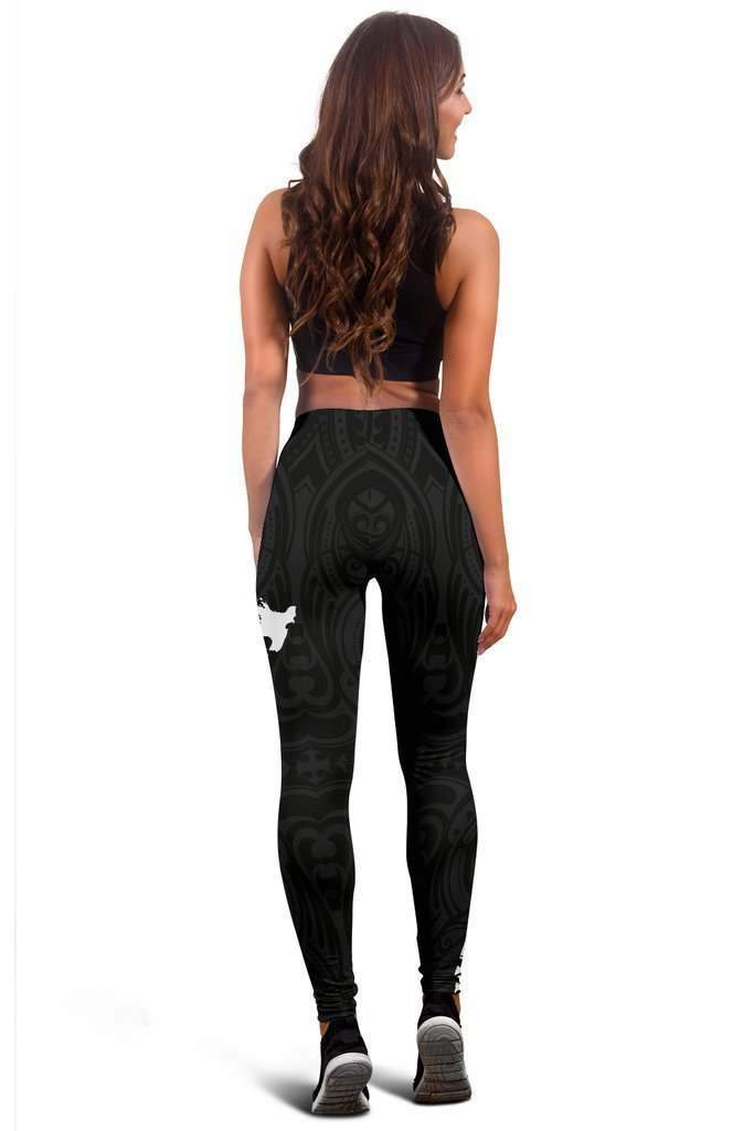 Aotearoa Maori with Map and Silver Fern Leggings - Front Half Style HC0908-Apparel-Huyencass-Legging-S-Vibe Cosy™