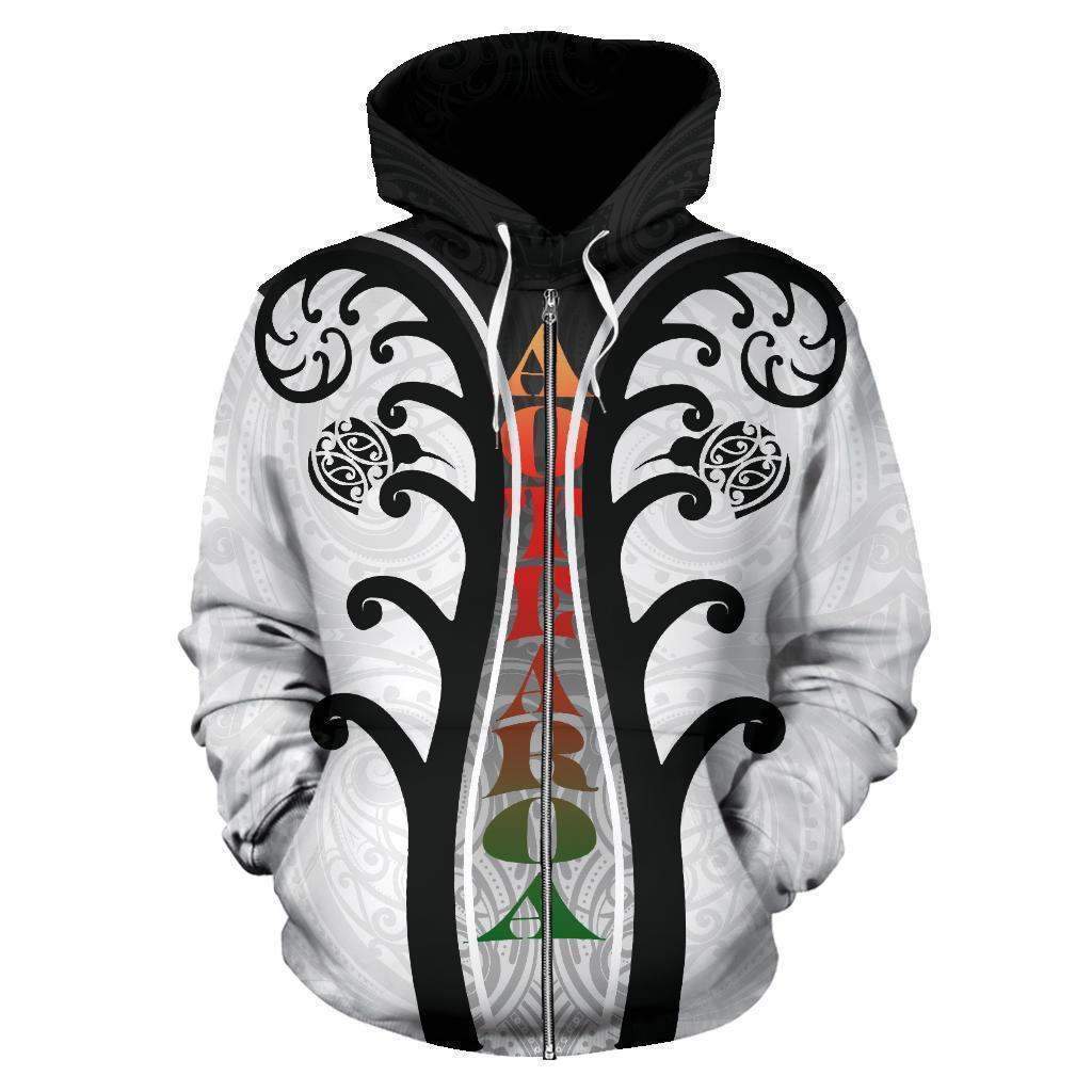 Koru With Kiwi Black White Zip Hoodie HC0910-Apparel-Huyencass-Zipped Hoodie-S-Vibe Cosy™