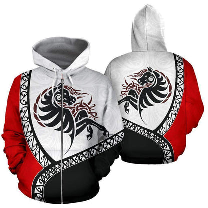 Maori Tribal Horse Zip Hoodie HC0911-Apparel-Huyencass-Zipped Hoodie-S-Vibe Cosy™