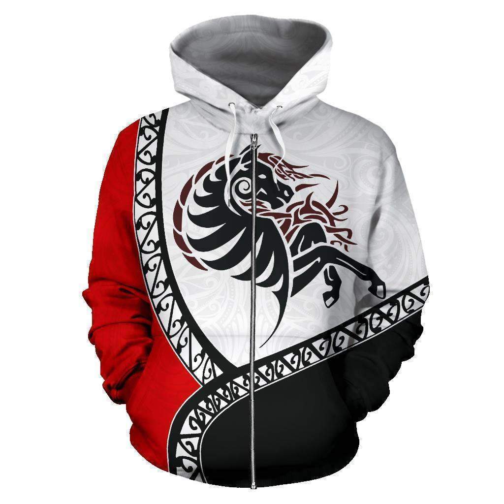 Maori Tribal Horse Zip Hoodie HC0911-Apparel-Huyencass-Zipped Hoodie-S-Vibe Cosy™