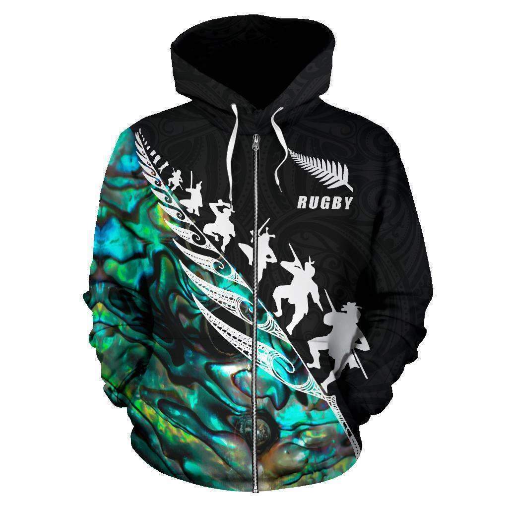 Rugby Haka Fern Paua Shell Zip Hoodie - New Zealand HC0913-Apparel-Huyencass-Zipped Hoodie-S-Vibe Cosy™