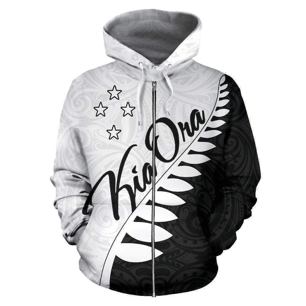 Kia Ora Aotearoa Zip Up Hoodie Silver Fern HC0915-Apparel-Huyencass-Zipped Hoodie-S-Vibe Cosy™