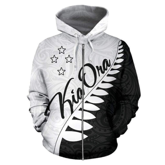Kia Ora Aotearoa Zip Up Hoodie Silver Fern HC0915-Apparel-Huyencass-Zipped Hoodie-S-Vibe Cosy™