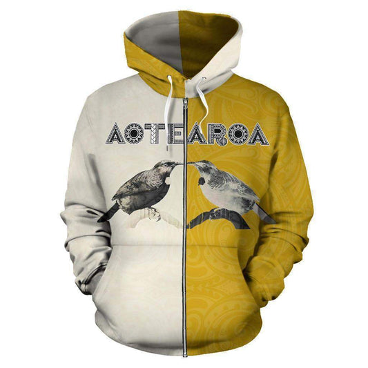 Aotearoa Tui Bird Hongi Zip Up Hoodie HC0917-Apparel-Huyencass-Zipped Hoodie-S-Vibe Cosy™