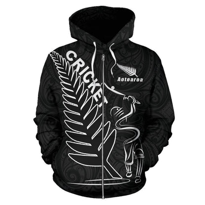 New Zealand Zip Up Hoodie Cricket HC0918-Apparel-Huyencass-Zipped Hoodie-S-Vibe Cosy™