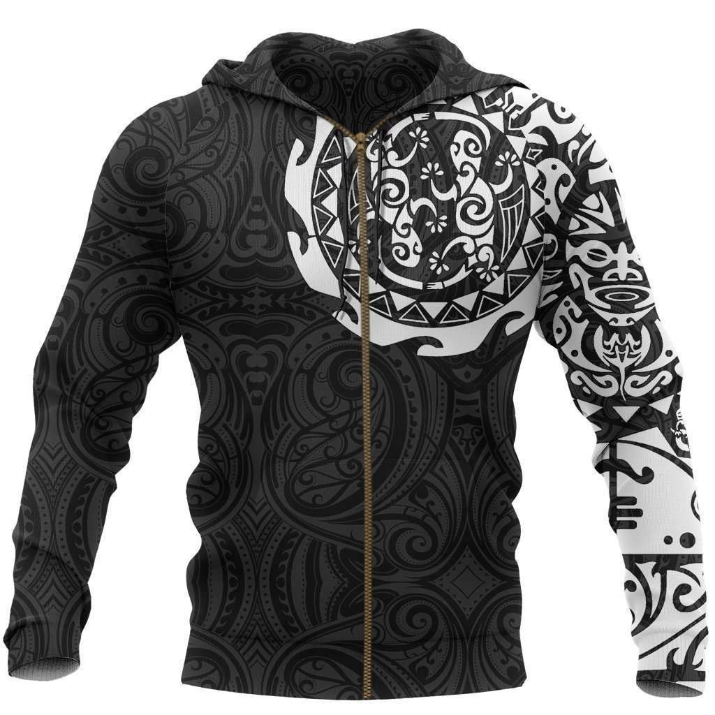 Maori Tangaroa Tattoo New Zealand All Over Hoodie HC1202-Apparel-Huyencass-Zipped Hoodie-S-Vibe Cosy™