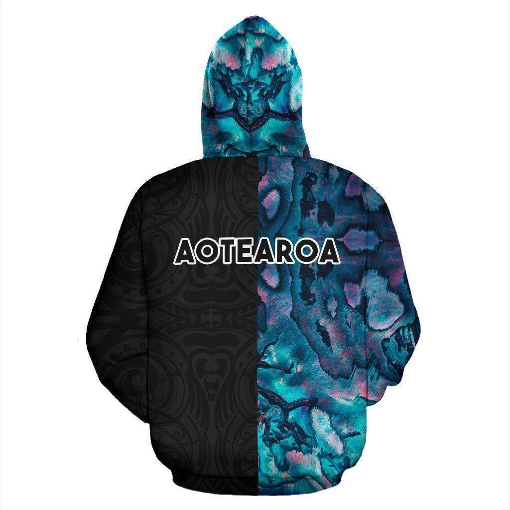 Aotearoa Paua Shell Hoodie Silver Fern - Half Style HC1207-Apparel-Huyencass-Zipped Hoodie-S-Vibe Cosy™