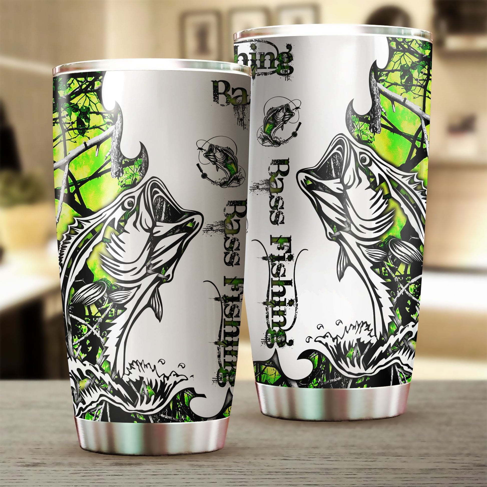 Green Bass Fishing Sport Stainless Steel Tumbler 20 Oz HC9302 - Amaze Style™-Tumbler