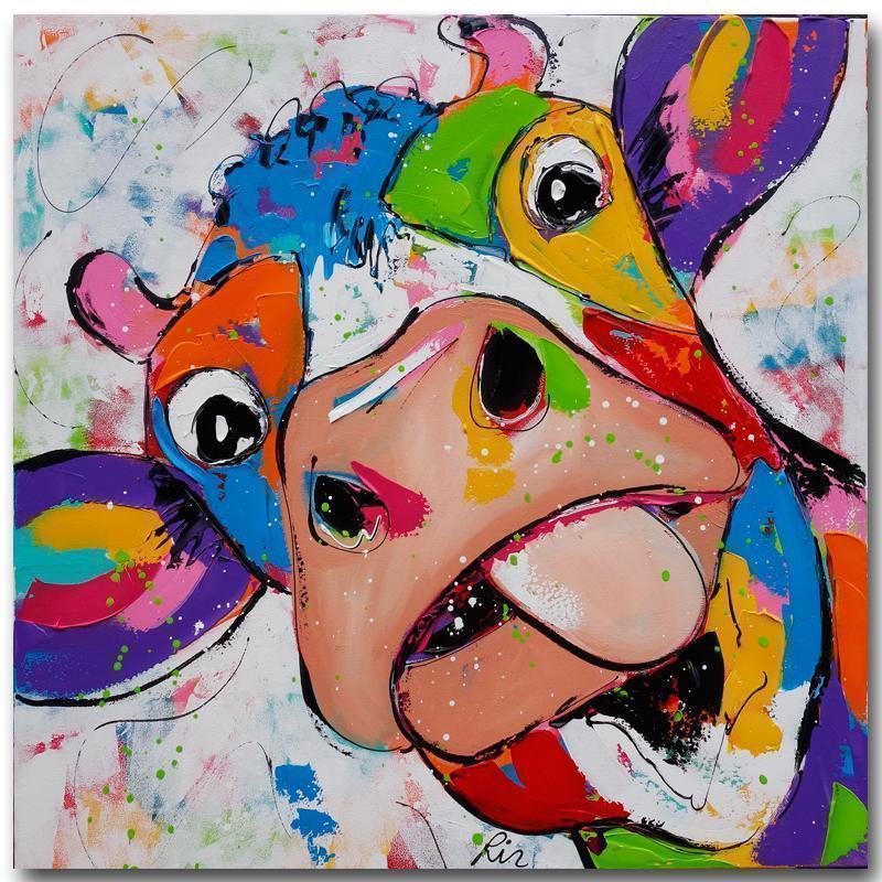 Canvas - Cow Oil Painting-Canvas-Artsailing Paintings Store-8X8-Vibe Cosy™
