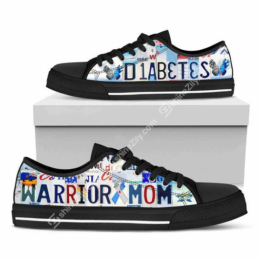 Diabetes warrior mom low top shoes HG2201-HG-Black-EU36 (US6)-Vibe Cosy™