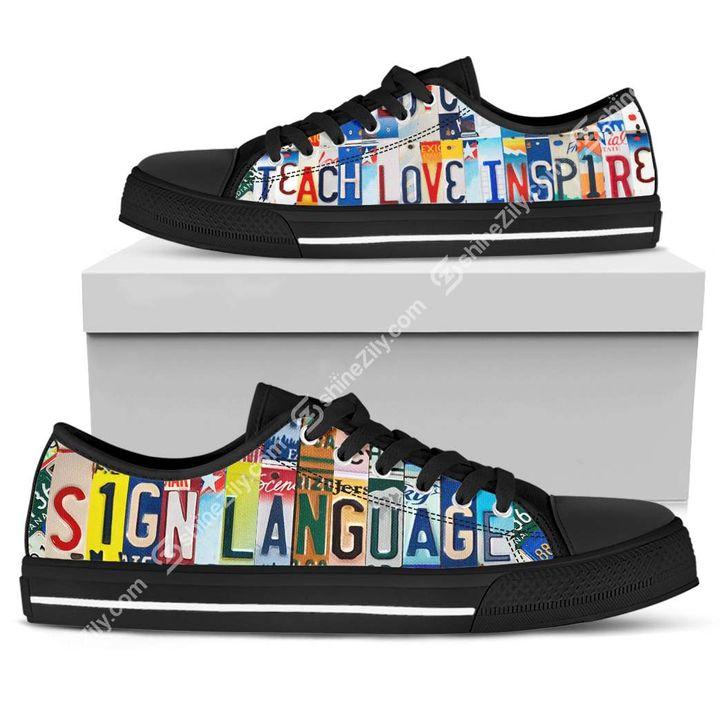 Sign language teacher low top shoes HG2212-HG-Unisex Low Top Canvas Shoes-Black-EU36 (US6)-Vibe Cosy™