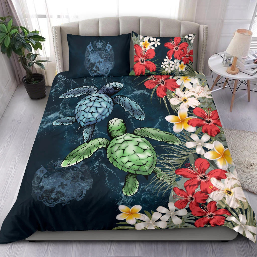 Tonga bedding set, sea turtle tropical hibiscus and plumeria HG52600-HG-US Twin-Vibe Cosy™