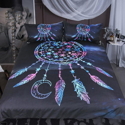 Feathers galaxy in the night dreamcatcher bedding set HG61706-HG-US Twin-Vibe Cosy™