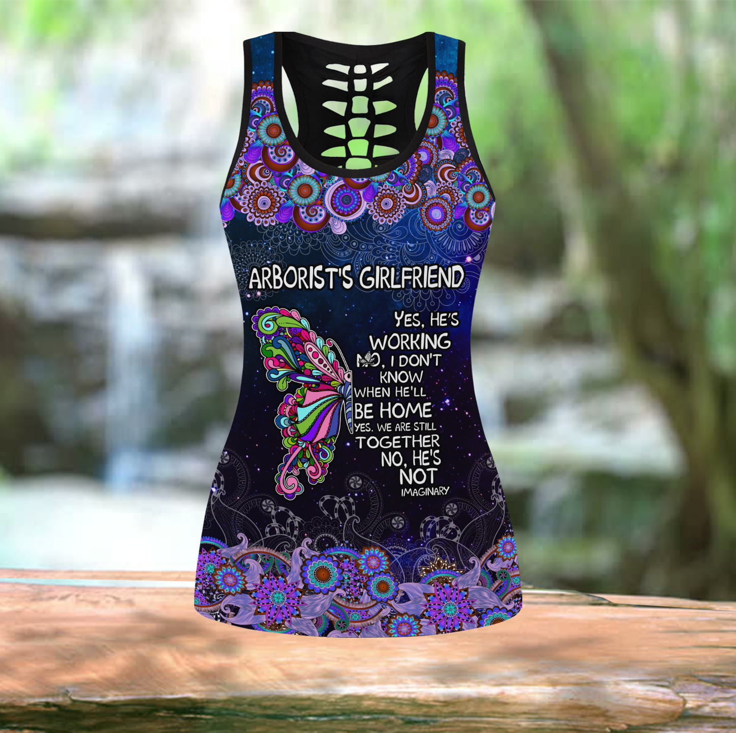 Custom name Arborist's girlfriend purple galaxy legging + hollow tank combo