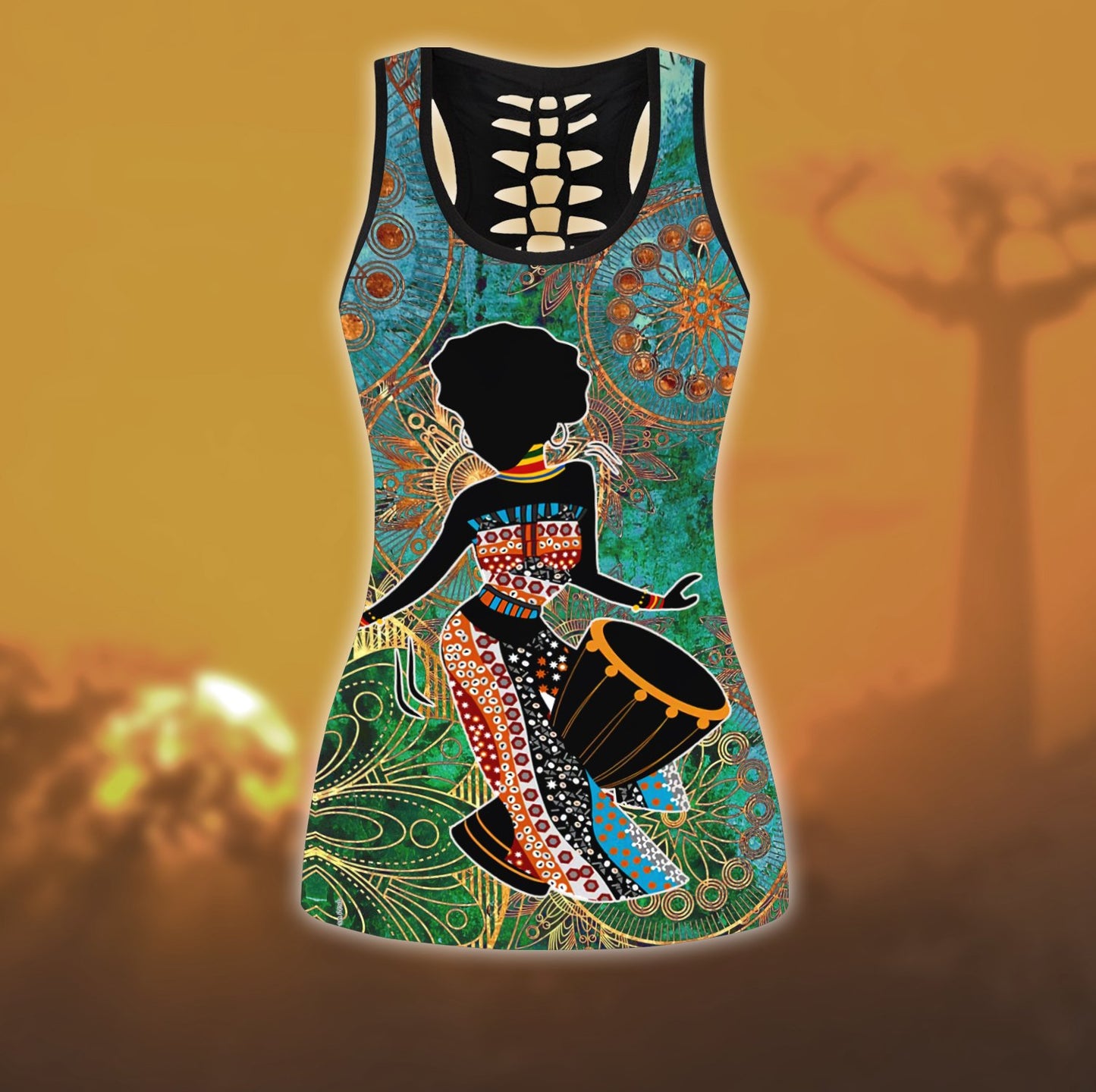 African Girl Drum Combo Legging + Tank Top HHT27042101