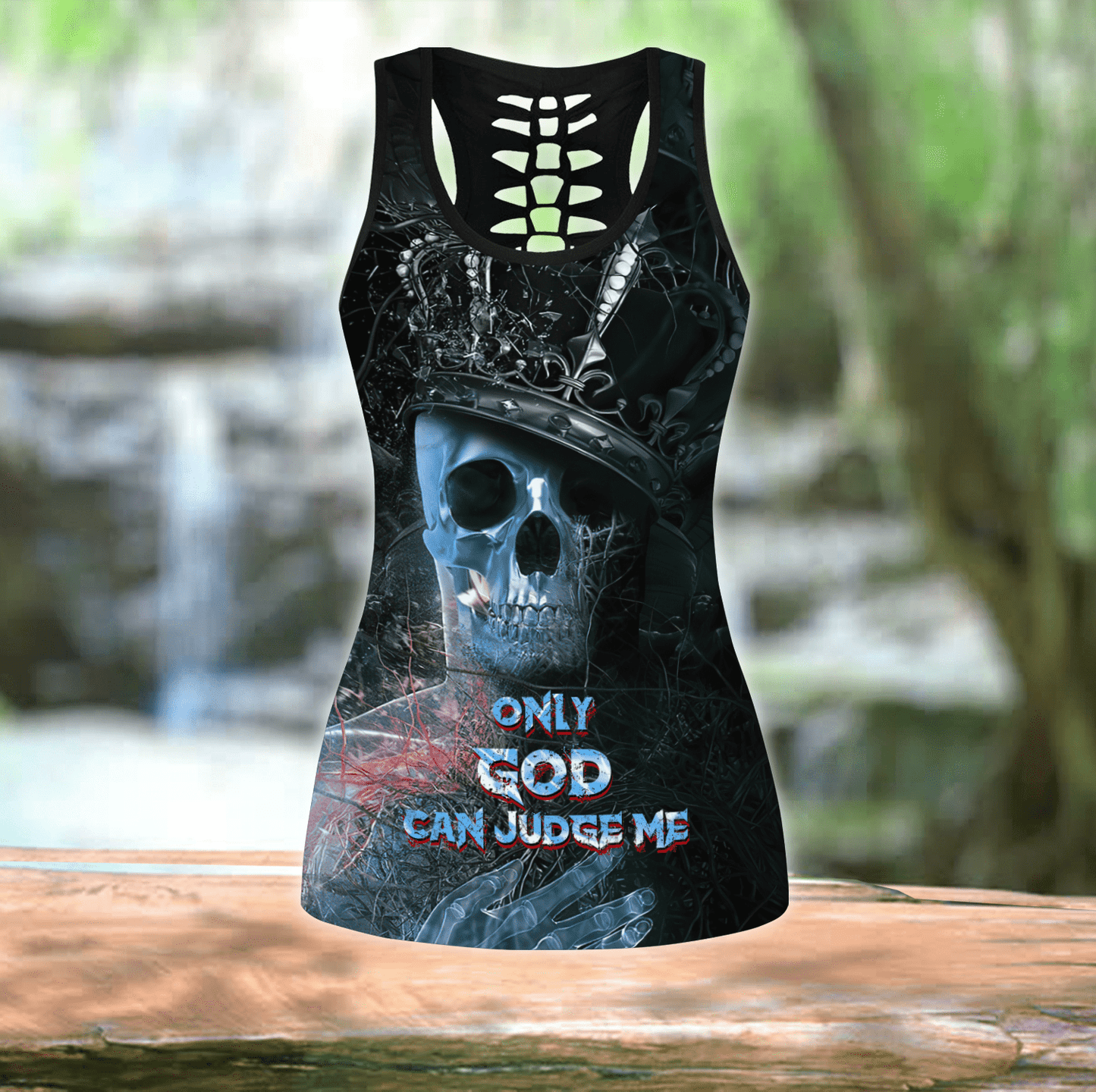 Skull Combo Hollow Tank Top And Legging Outfit