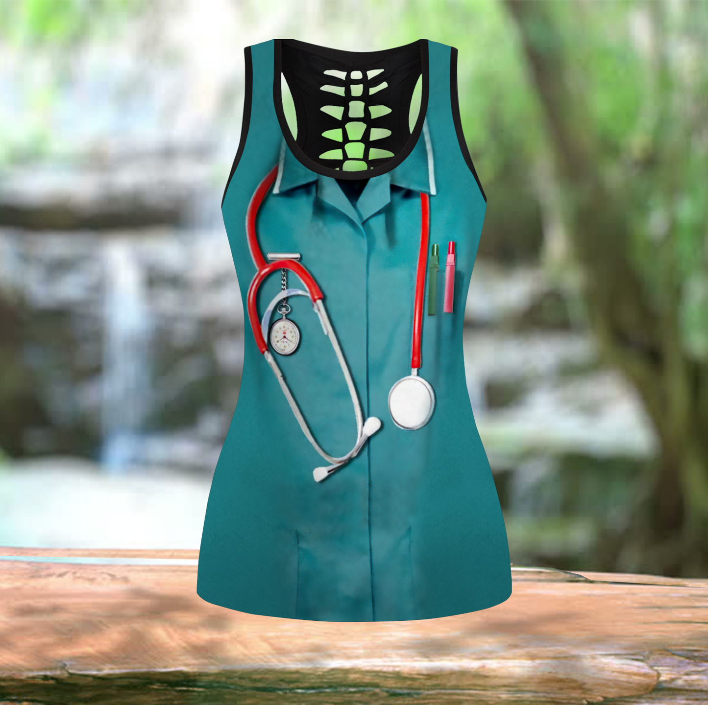 Love Nurse 3D All Over Printed Legging + Hollow Tank Combo