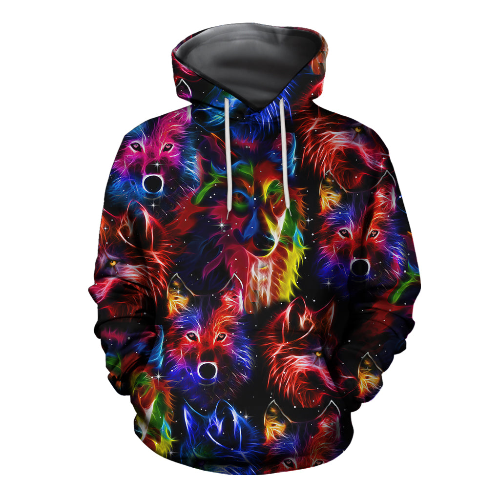 3D All Over Printed Wolf Hippie Color Unisex Shirts