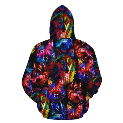 3D All Over Printed Wolf Hippie Color Unisex Shirts