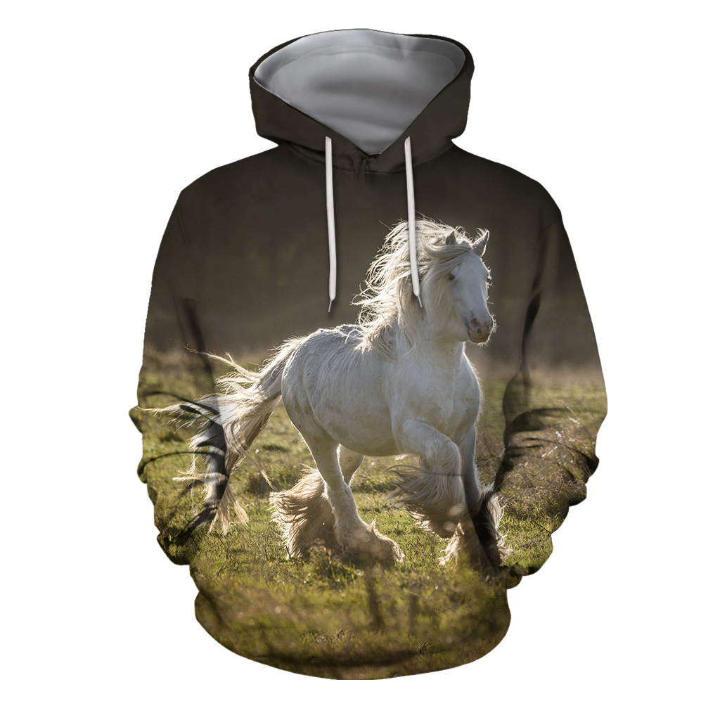 Beautiful White Horse Shirt - Winter Set for Men and Women JJ061203-Apparel-NNK-Hoodie-S-Vibe Cosy™