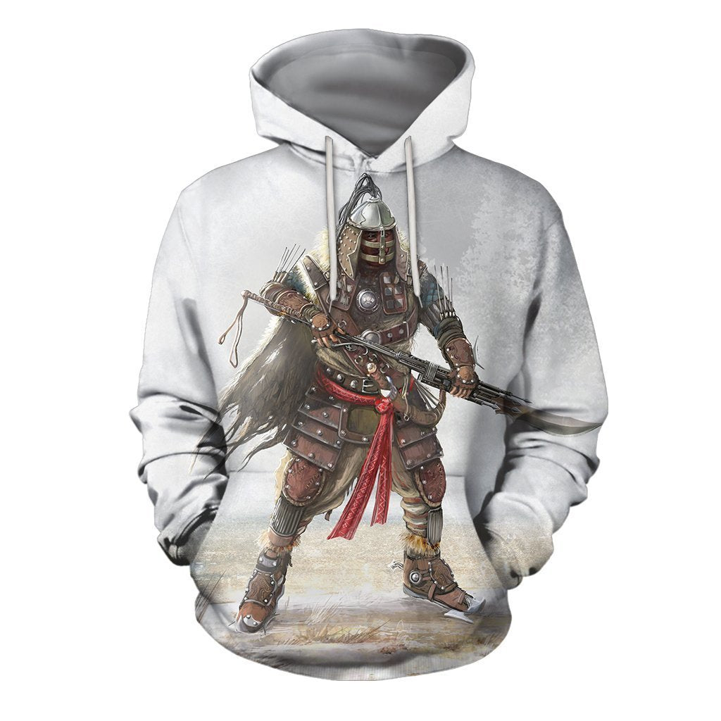 3D All Over Print Mongolian Warrior Hoodie-Apparel-Khanh Arts-Hoodie-S-Vibe Cosy™
