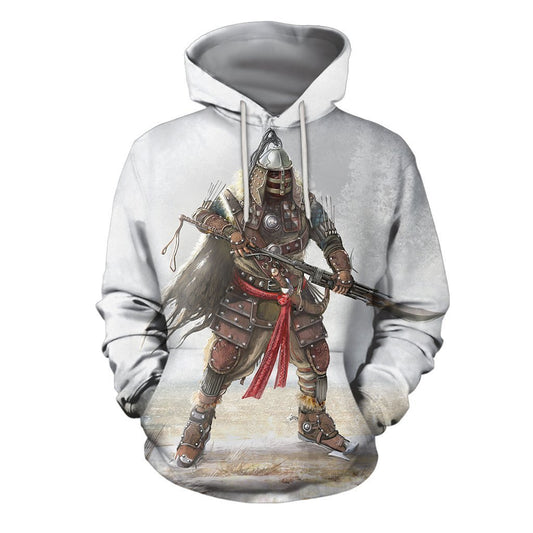 3D All Over Print Mongolian Warrior Hoodie-Apparel-Khanh Arts-Hoodie-S-Vibe Cosy™