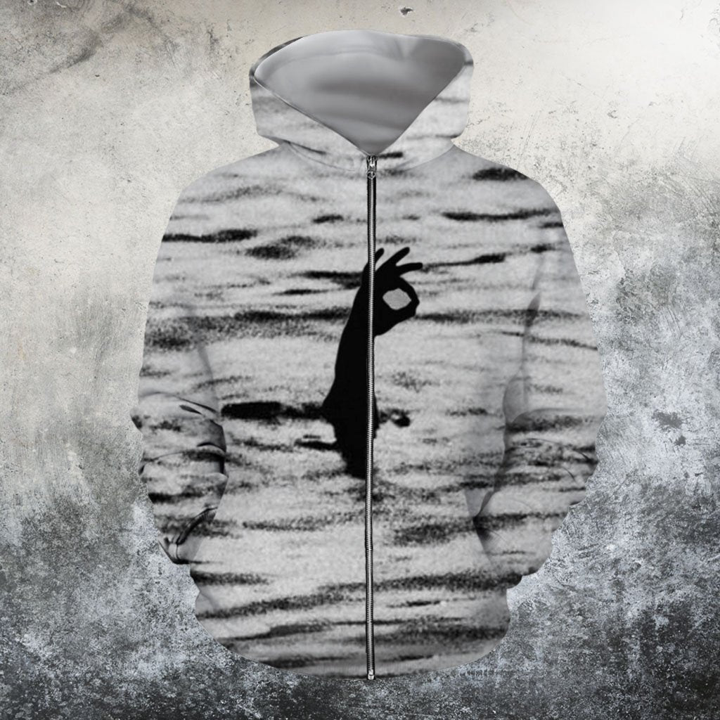 Okay Ness Monster Hoodie-Apparel-GP Art-Zipped Hoodie-S-Vibe Cosy™