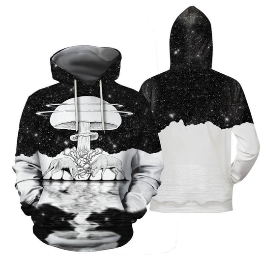 All Over Print Monochrome Mushroom Hoodie-Apparel-NTH-Hoodie-S-Vibe Cosy™
