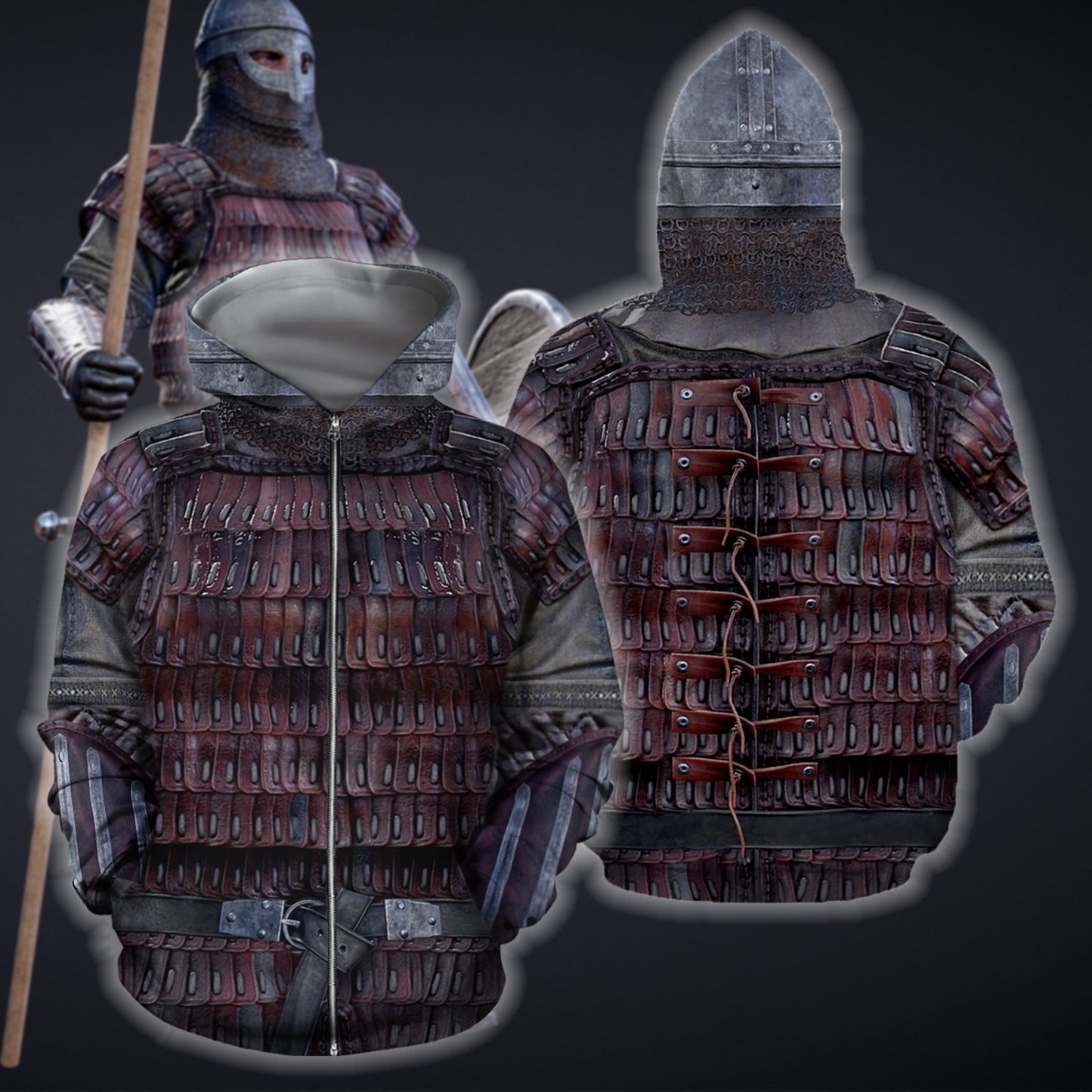 3D All Over Printed Vikings Armor Tops HP699-Apparel-HP Arts-Zipped Hoodie-S-Vibe Cosy™