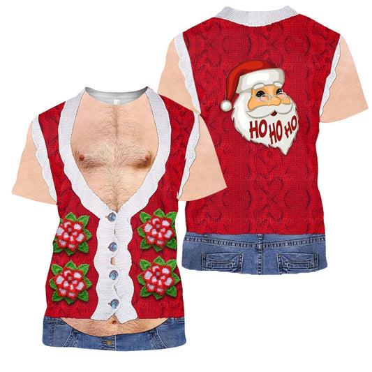 3D All Over Printed Real Men's Hairy Ugly Christmas Shirts and Shorts-Apparel-HP Arts-T-Shirt-S-Vibe Cosy™