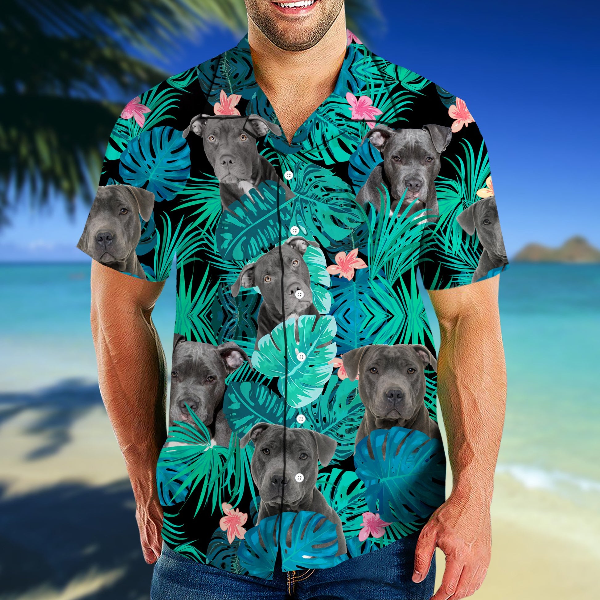 Pitbull Hibiscus Tropical Hawaii Shirt HAC240704-Apparel-HG-HAWAII SHIRT-S-Vibe Cosy™