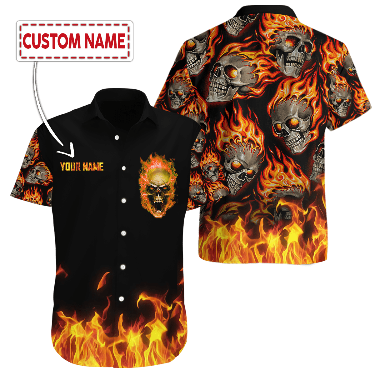 Customized Name Skull 3D All Over Printed Unisex Shirts